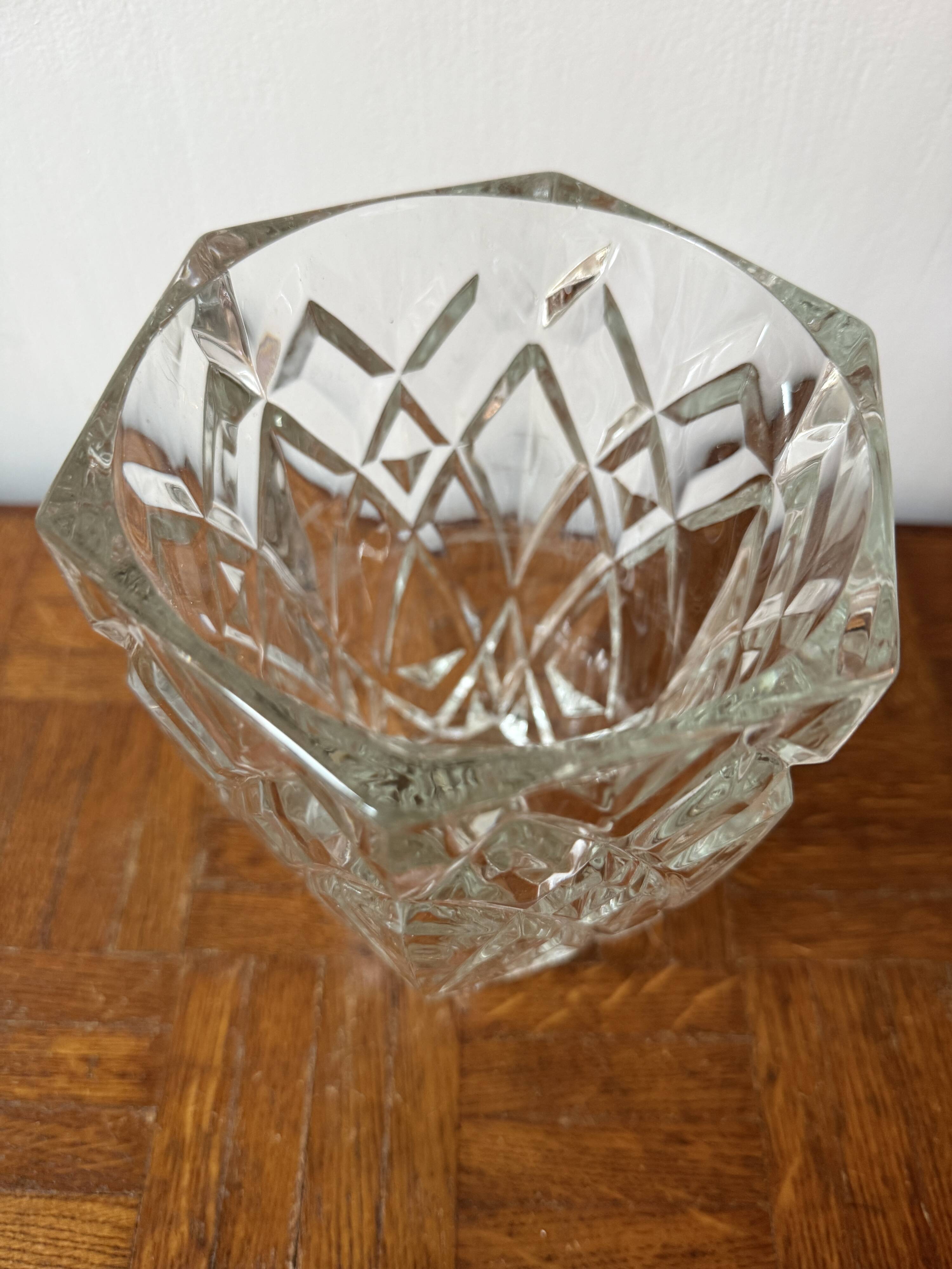 Cut glass transparent vase