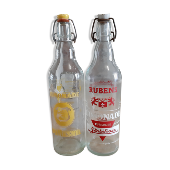2 Bottles of Vintage Lemonade from the 50s in Glass