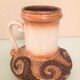 Vase en ceramique beige Fat Lava par Strehla West Germany vintage années 60-70