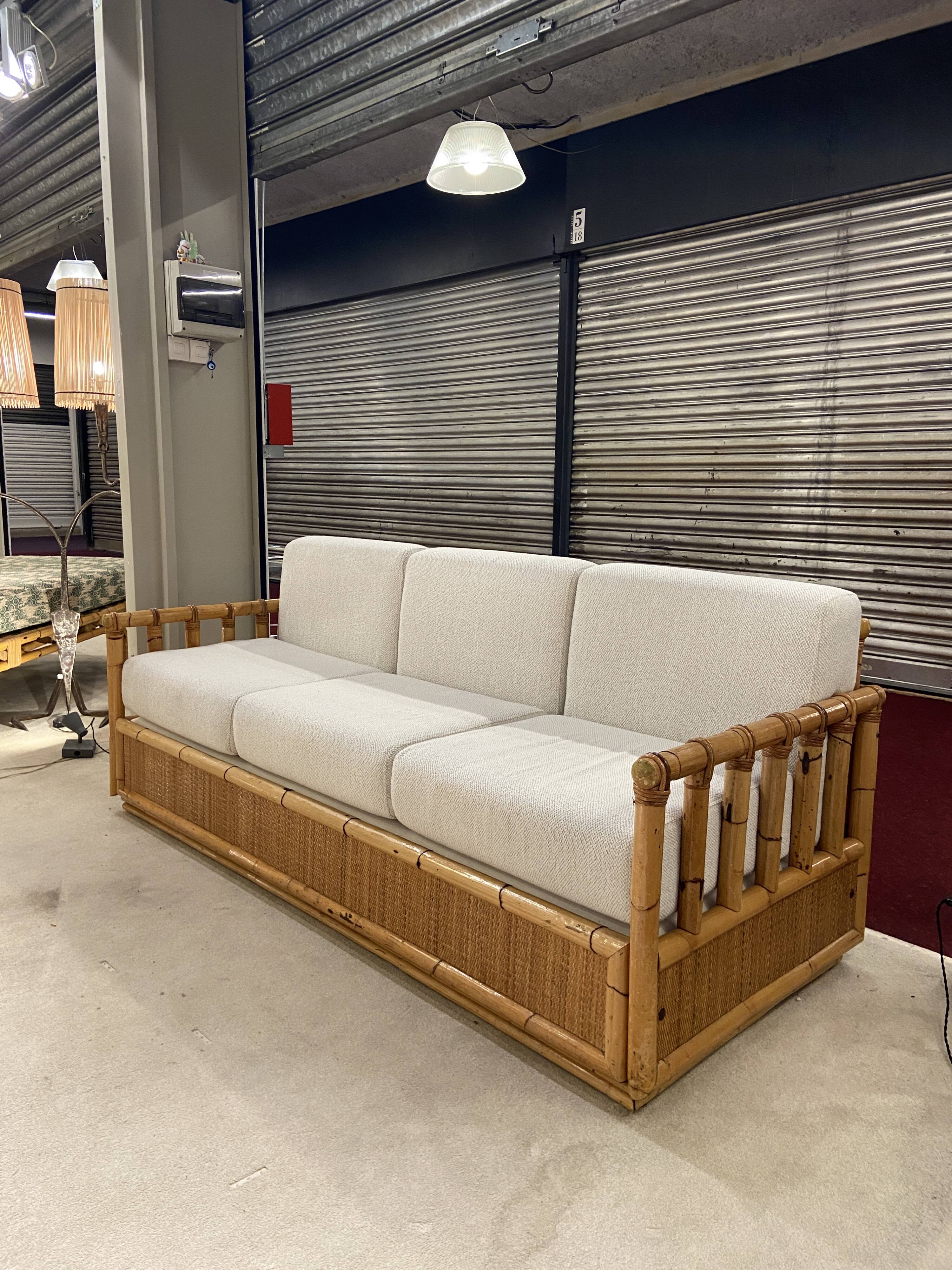 Italian bamboo sofa 1970s