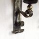 Pair Hand Forged Wrought Iron Medieval Style Wall Lights Amber Glass Shades