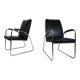 Set of 2 tubular steel Bauhaus Streamline leather armchairs, 1930.