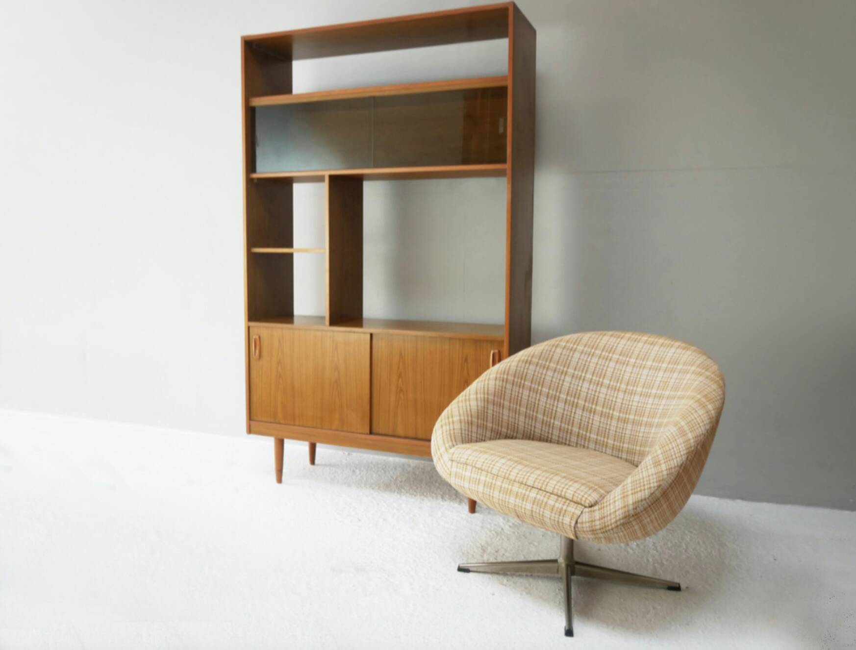 Vintage Teak Room Divider Bookcase by Schreiber, 1970s Mid Century