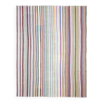 Tapis de zone vintage turc Oushak fait main en laine et coton violet 251x330 des années 1970