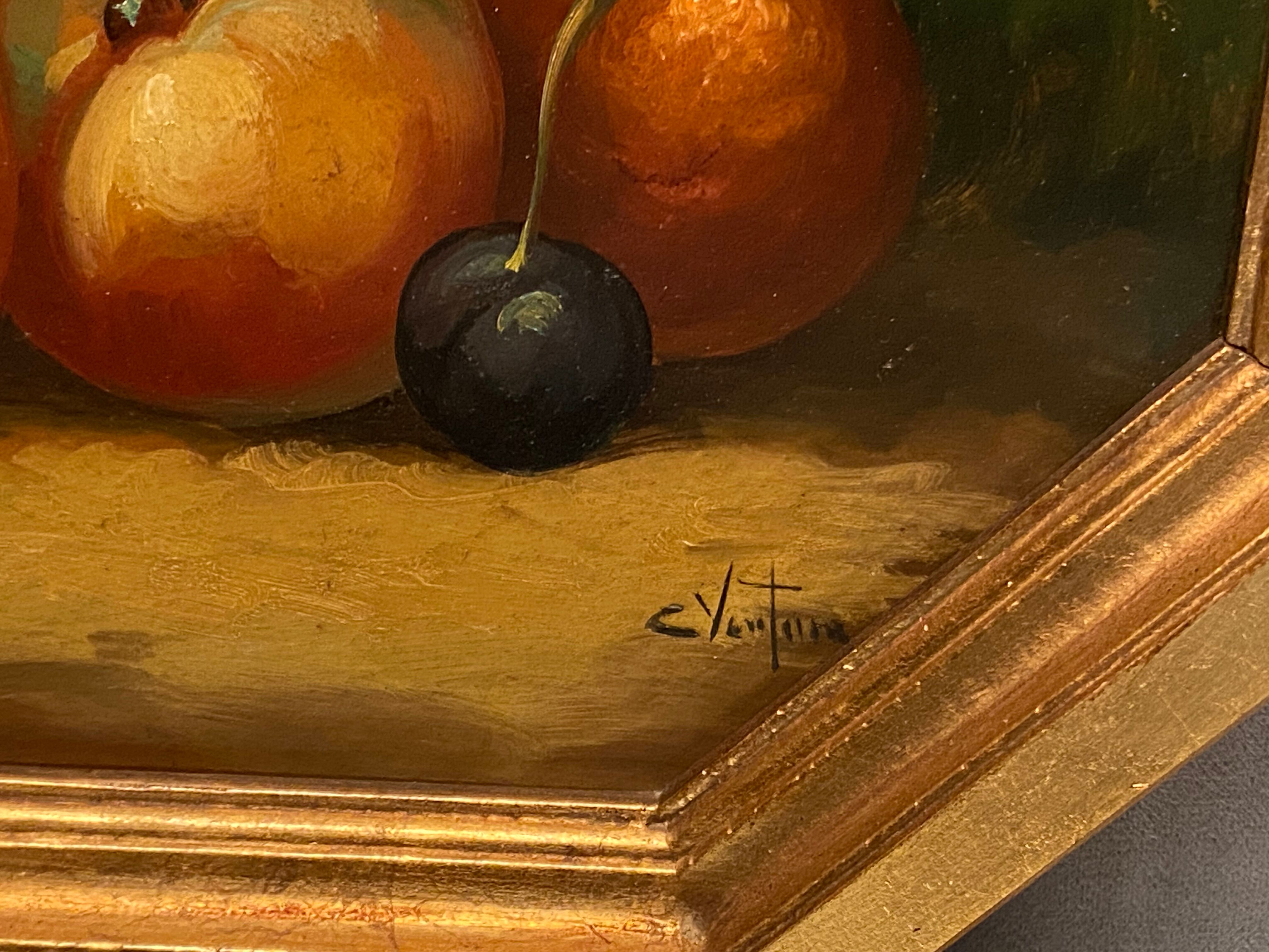 Oil painting on panel Still Life signed C. Ventura