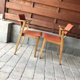 Red Art Deco office chair in wood, Lajos Kozma style, 1940s.