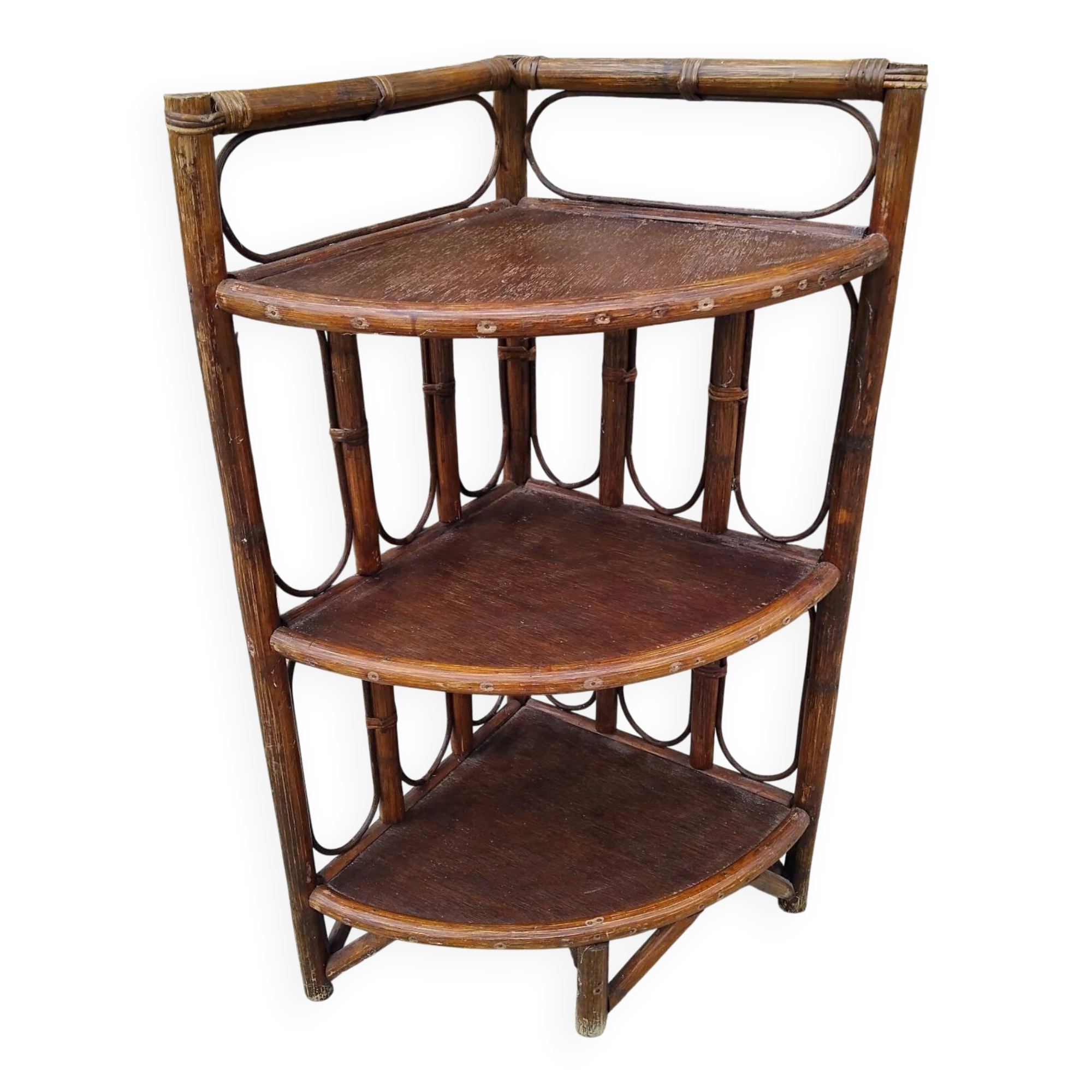 Étagère D' Angle En Rotin Vintage