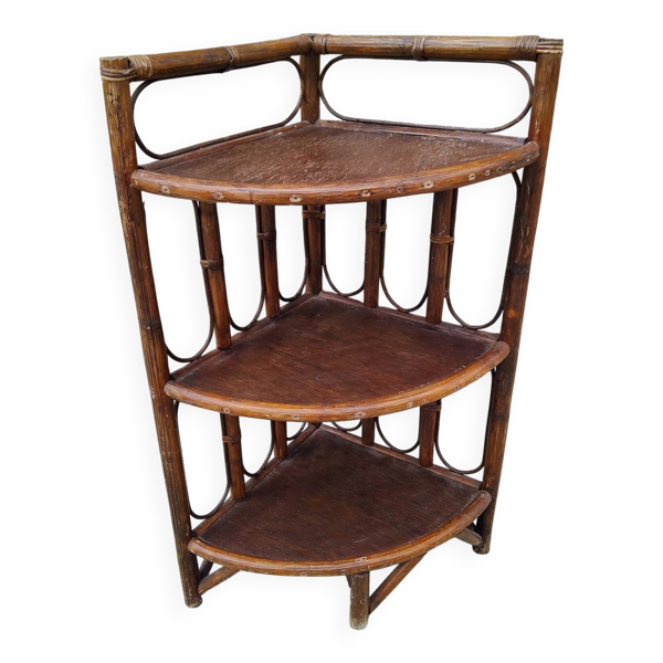 Étagère D' Angle En Rotin Vintage