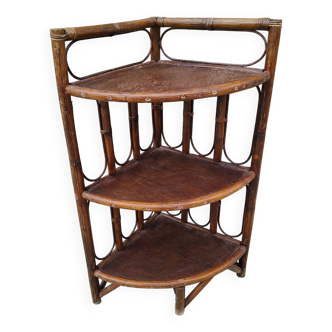 Étagère D' Angle En Rotin Vintage
