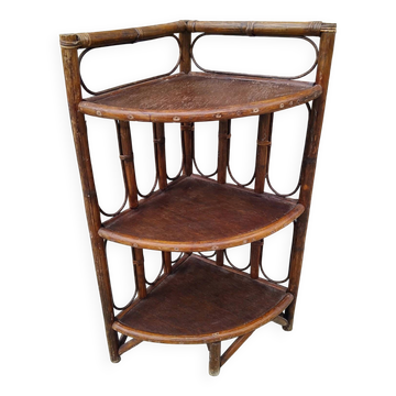 Étagère D' Angle En Rotin Vintage