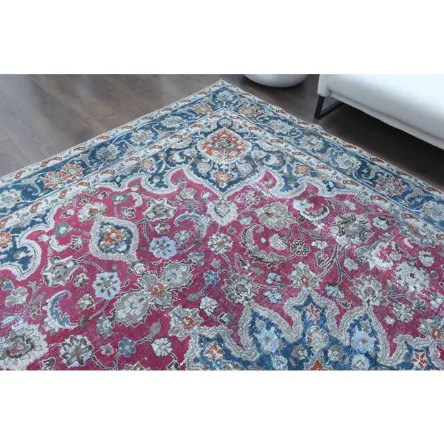 1970s Vintage Persian Handmade Wool Cotton Light Red Area Rug 249x342