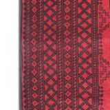 Red Burgundy Wool Handmade Afghan Rug, Large Geometric Carpet 164 x 237 cm