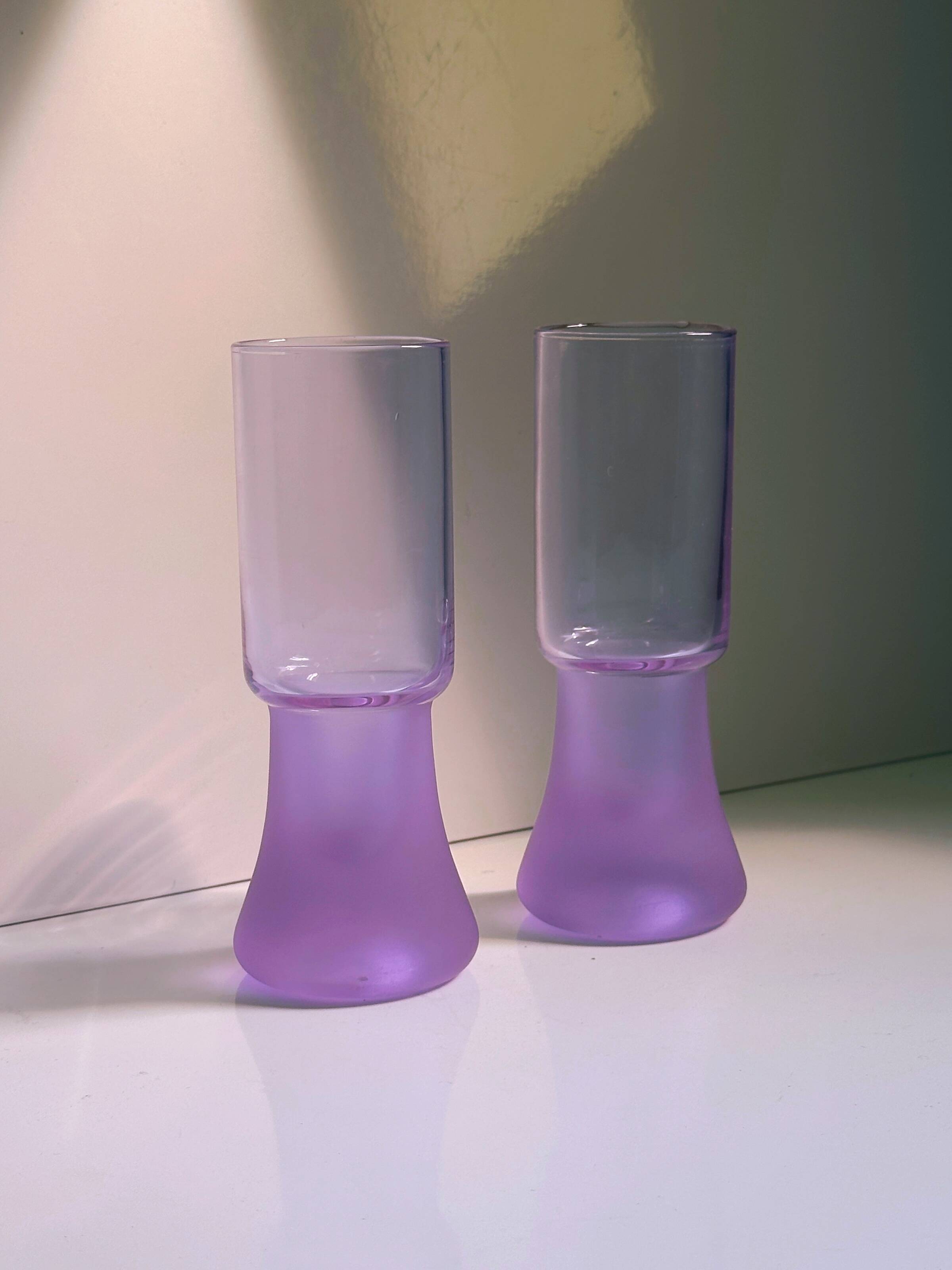 6 heavy stem Alexandrite Wine Glasses - Space Age 1970s