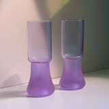 6 heavy stem Alexandrite Wine Glasses - Space Age 1970s