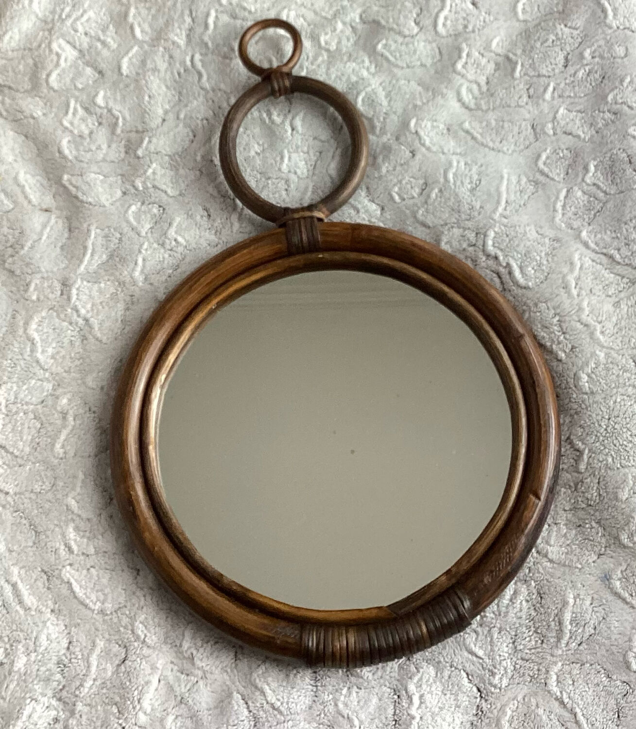 Old rattan "sun" mirror - vintage