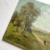Peinture ancienne huile sur toile paysage signée Lucien Félix Henry, 19eme siècle