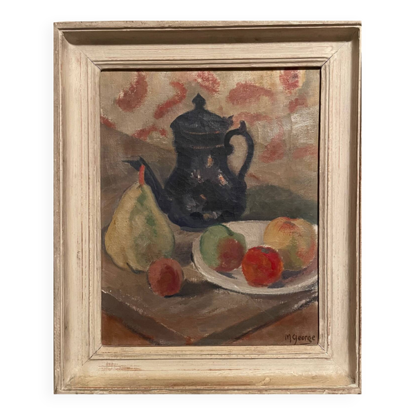 Nature morte aux poires et aux pommes début XXe