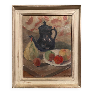Nature morte aux poires et aux pommes début XXe