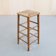 Brutalist barstools in wood and rush, 1970s, set of 4