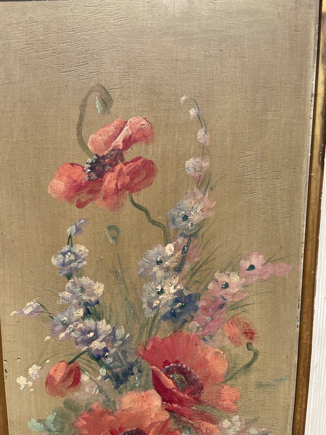 Tableau bouquet de fleurs sur huile : signé G.CORDIER