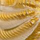 Murano glass scallop shell bowl from Italy with gold glitter trim.