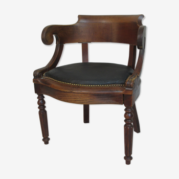 Wooden and leather office armchair