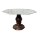 Table octogonale plateau marbre et pied en bois