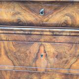 Louis Phillipe chest of drawers in burr walnut and black marble top