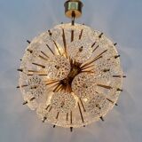 Val Saint Lambert crystal sputnik gold chandelier , 1960’s