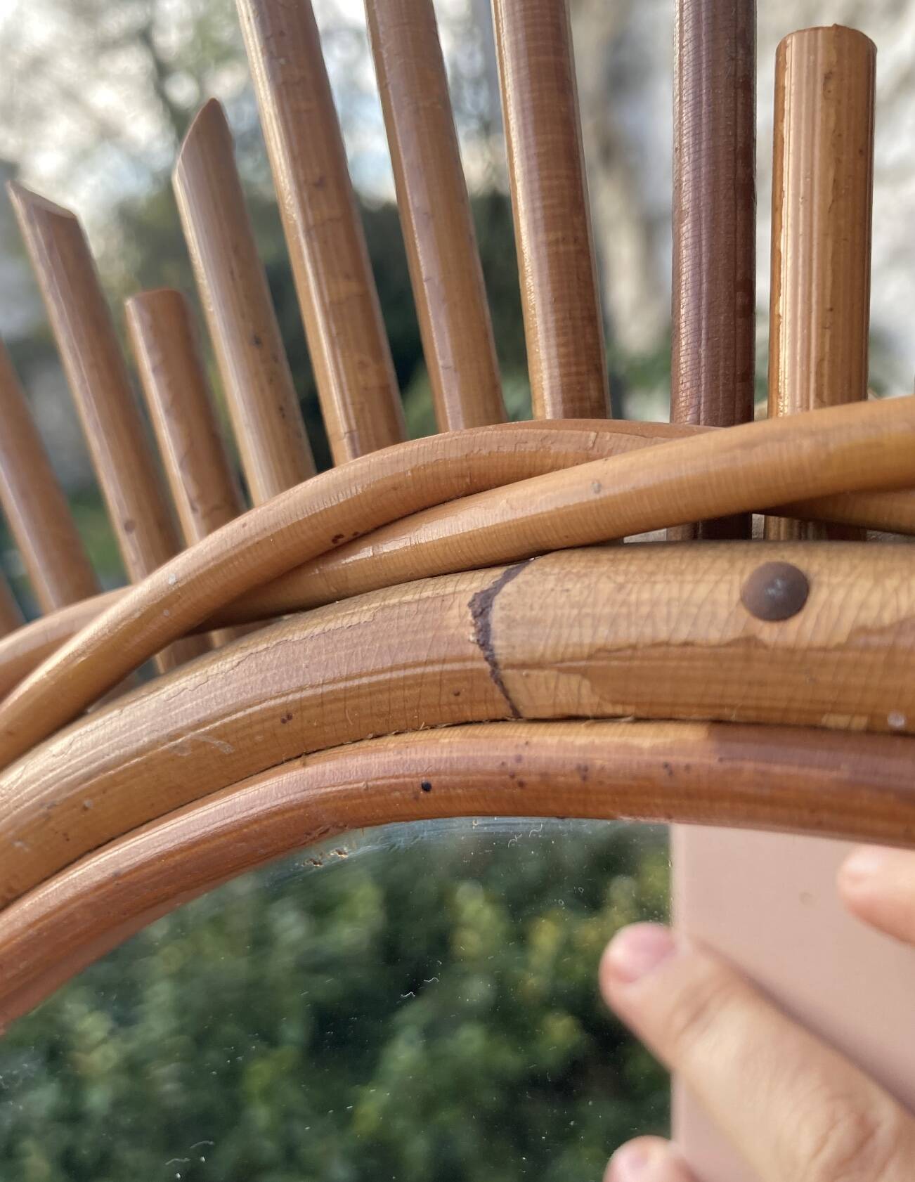 Vintage rattan sun mirror