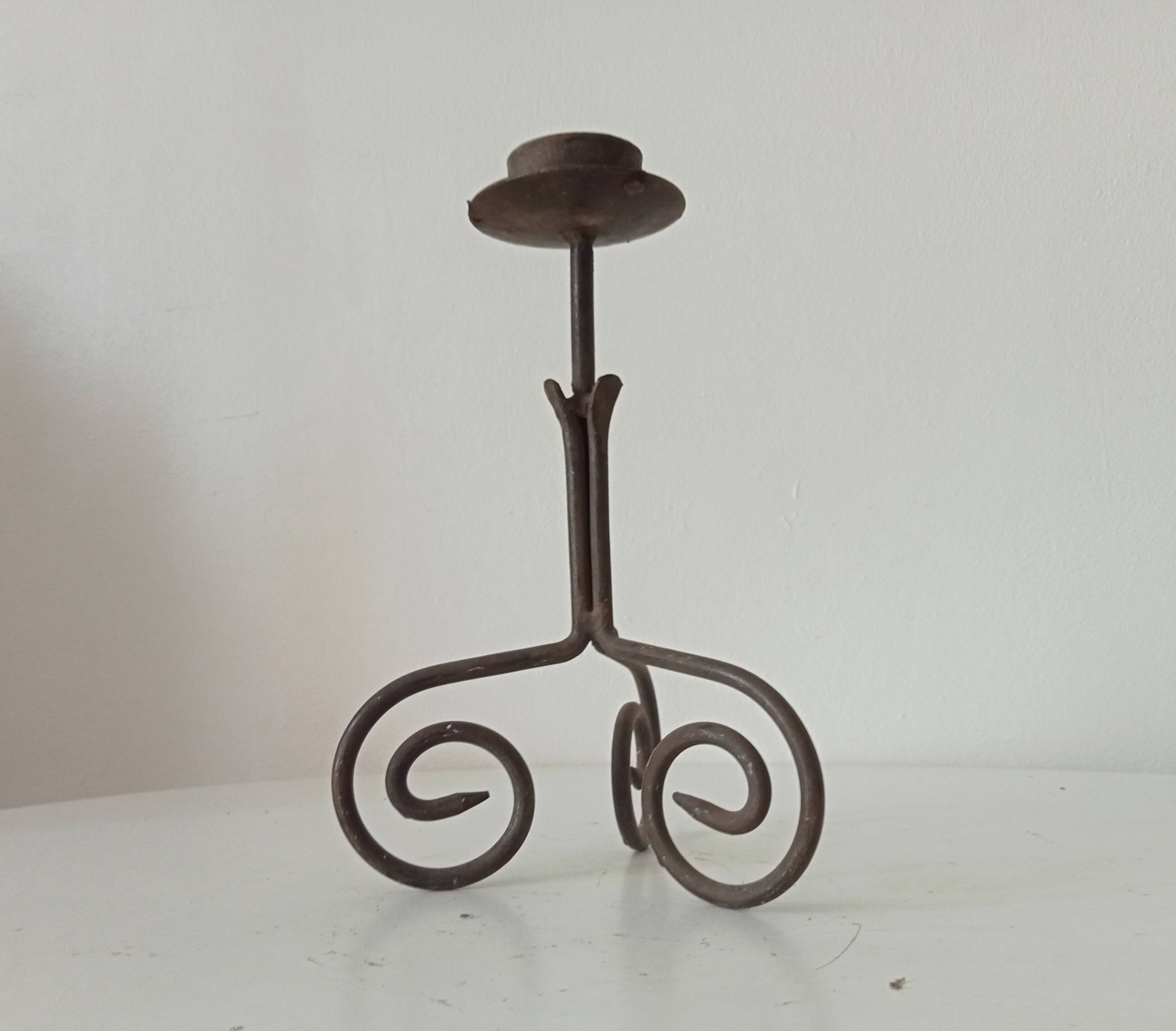 Antique wrought iron candlestick