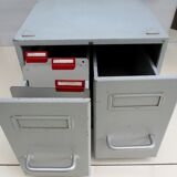 Vintage metal box with 2 drawers -industrial furniture grey