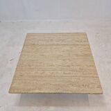 Italian Square Coffee Table in Travertine, 1980s