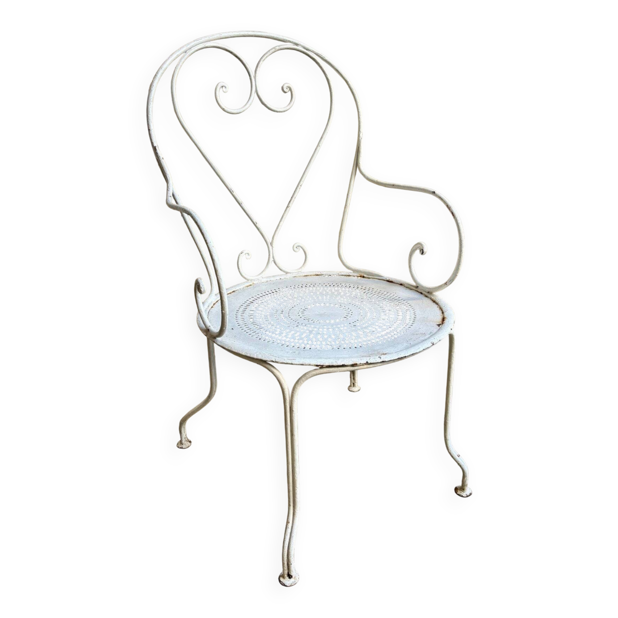 Fauteuil de jardin en fer forgé blanc