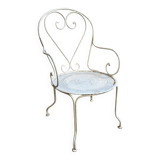 Fauteuil de jardin en fer forgé blanc
