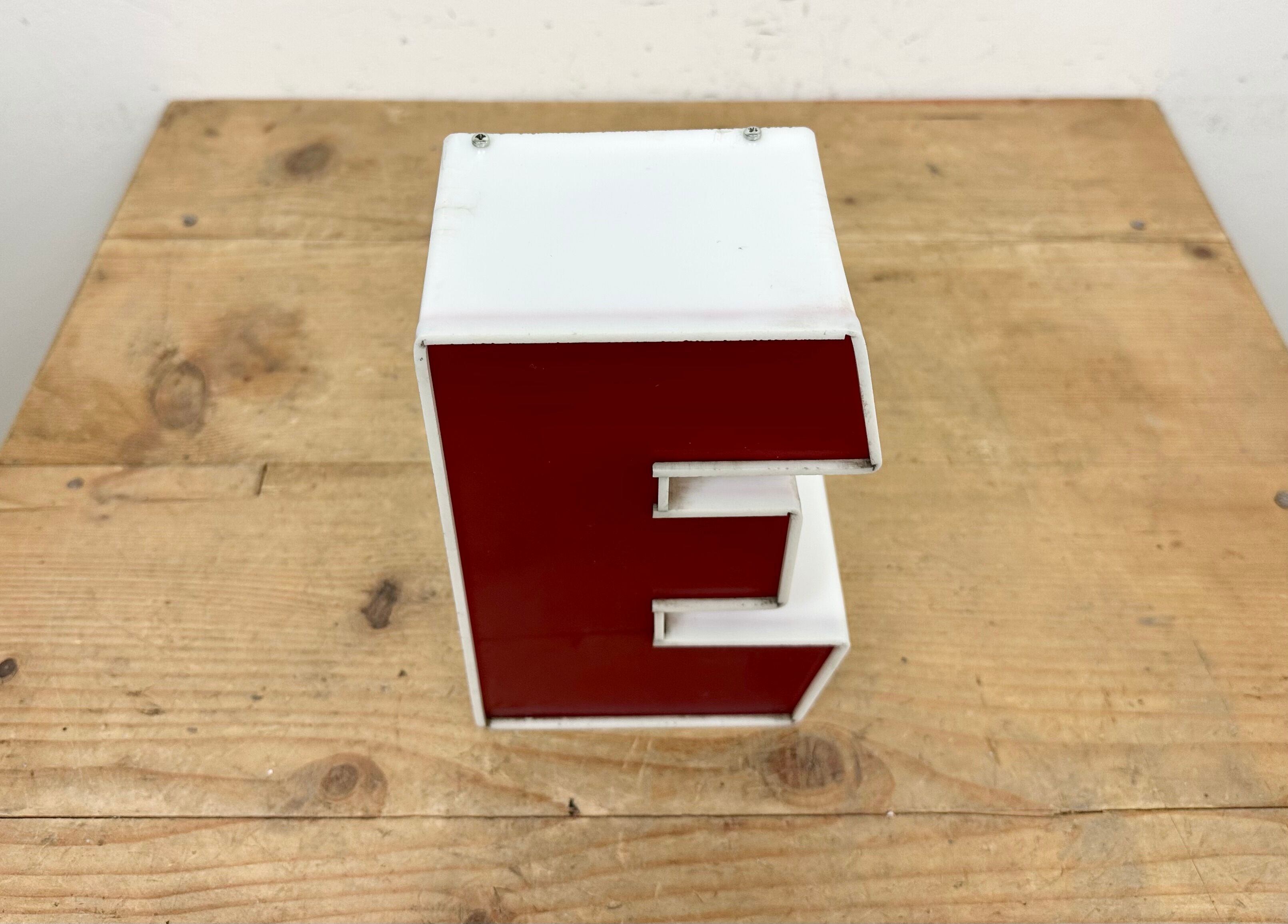 Vintage red facade letter e , 1970s