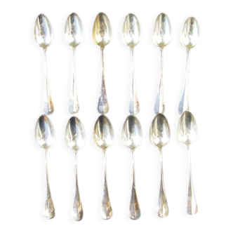 Box of twelve teaspoons in silver metal