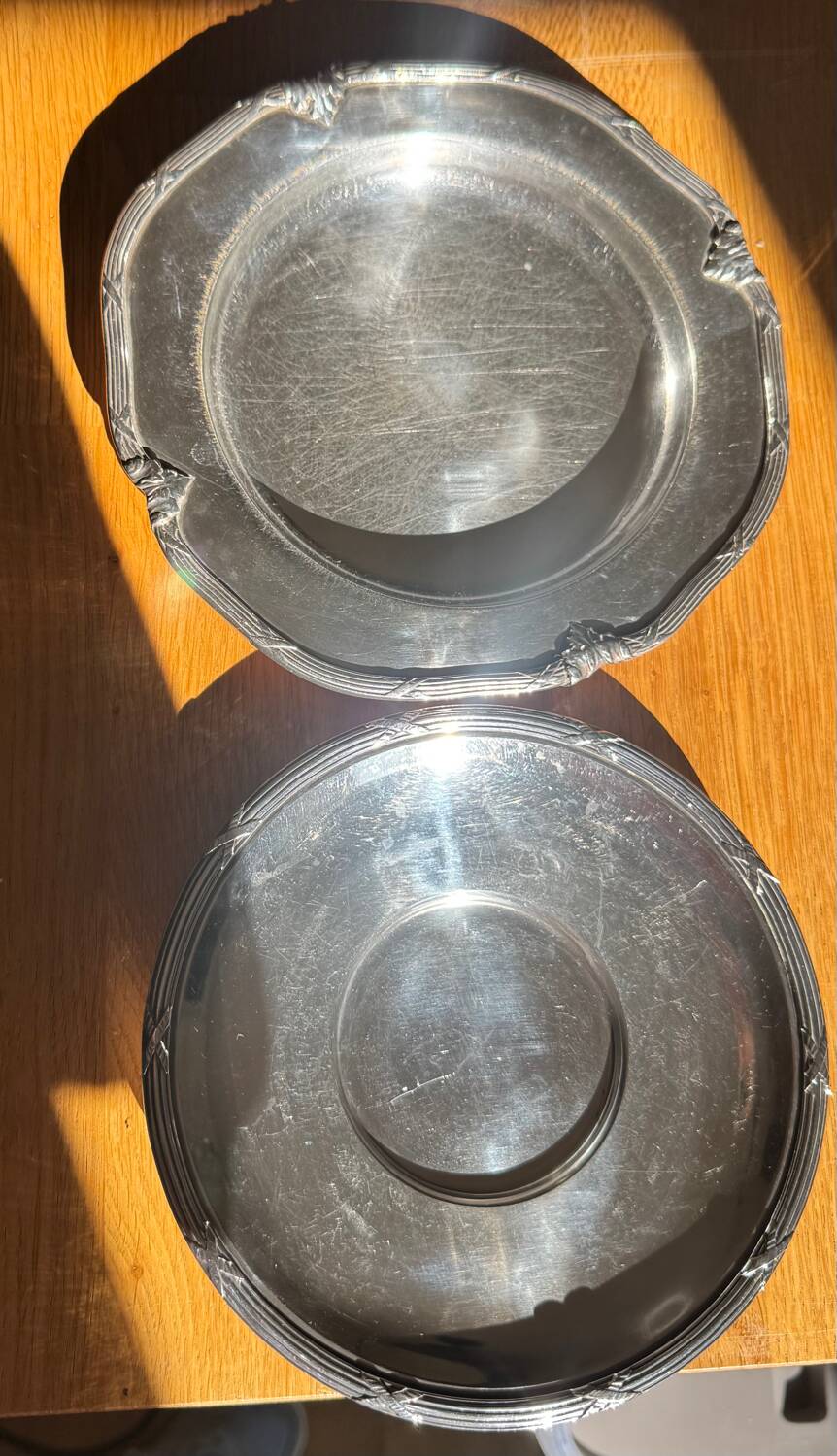 Two small dishes stamped Durousseau (Lyon)