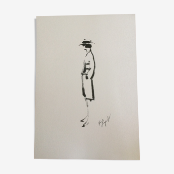 Chanel: beautiful illustration / drawing / sketch mode. Coco Chanel silhouette