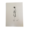 Illustration tirage croquis de mode silhouette de Coco Chanel