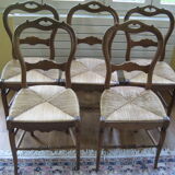 Table Louis Philippe - 4 walnut mulched chairs