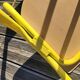 Pair of yellow plywood chairs