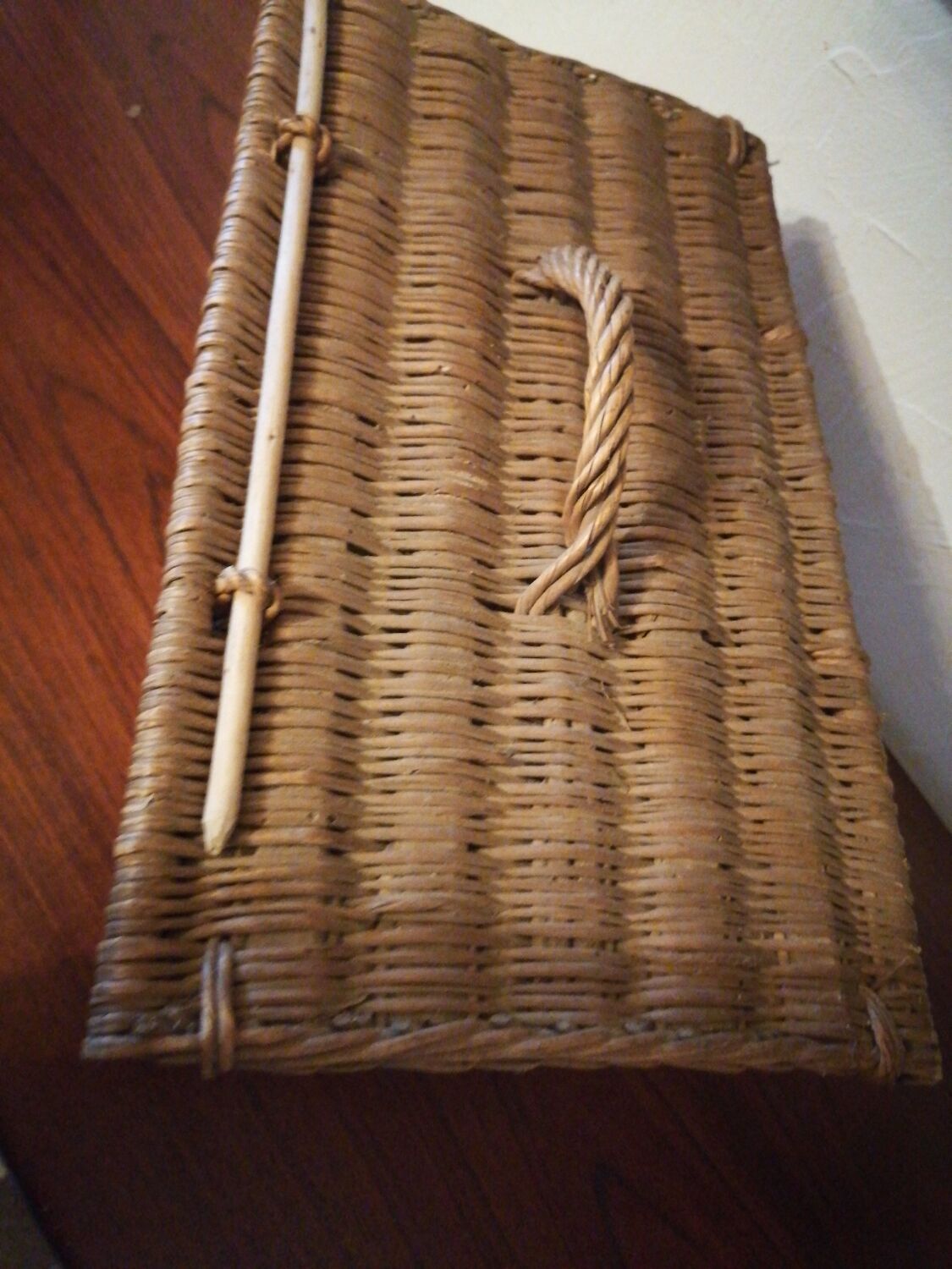 Small wicker suitcase basket 1900