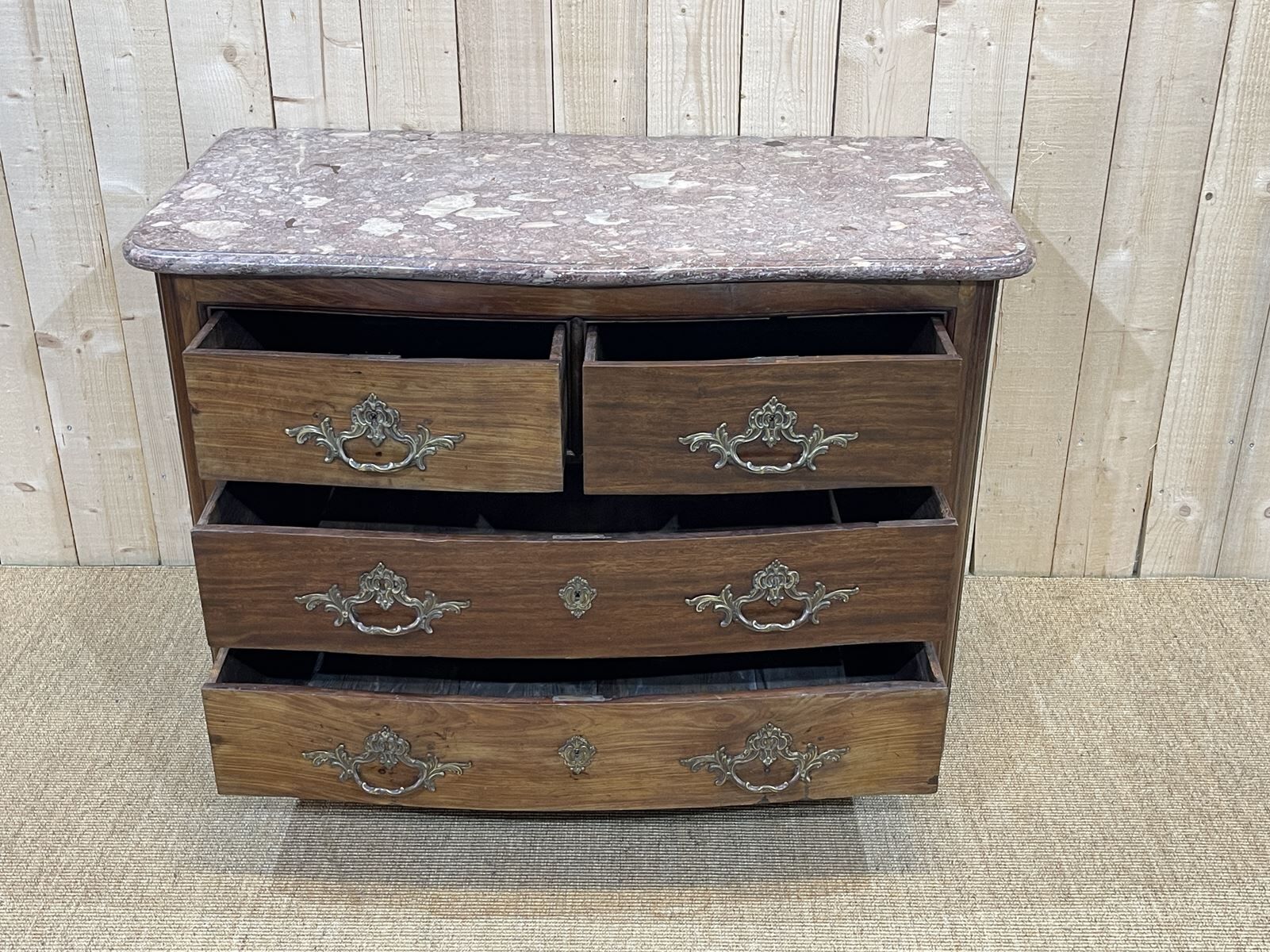 Regency period chest of drawers in amaranth and marble top - 18th century