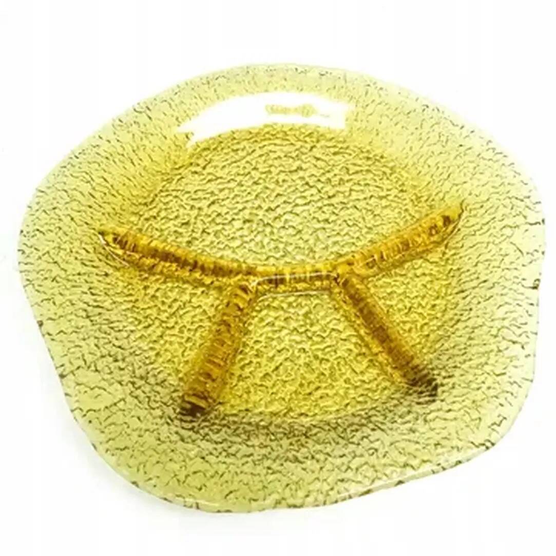 Modernist appetiser platter, yellow glass, designed by J. S. Drost, Poland, 1970s