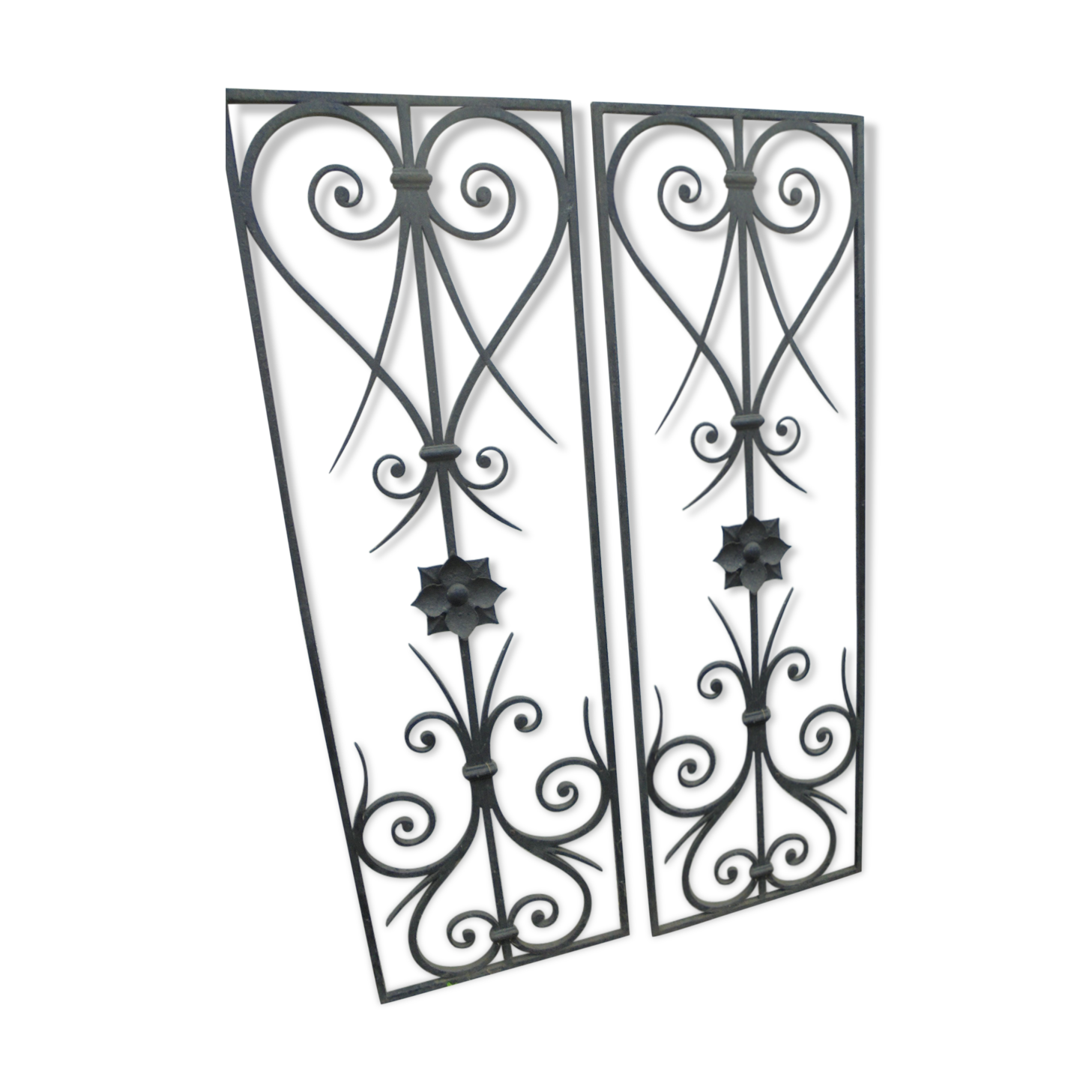 Wrought iron grid pair