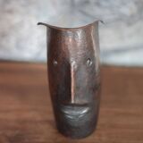 Copper sculpture signed Beaucousin Gérard, face-shaped sculpture, collection.