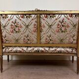 Louis XVI Style Bench In Golden Wood, mid-19th century