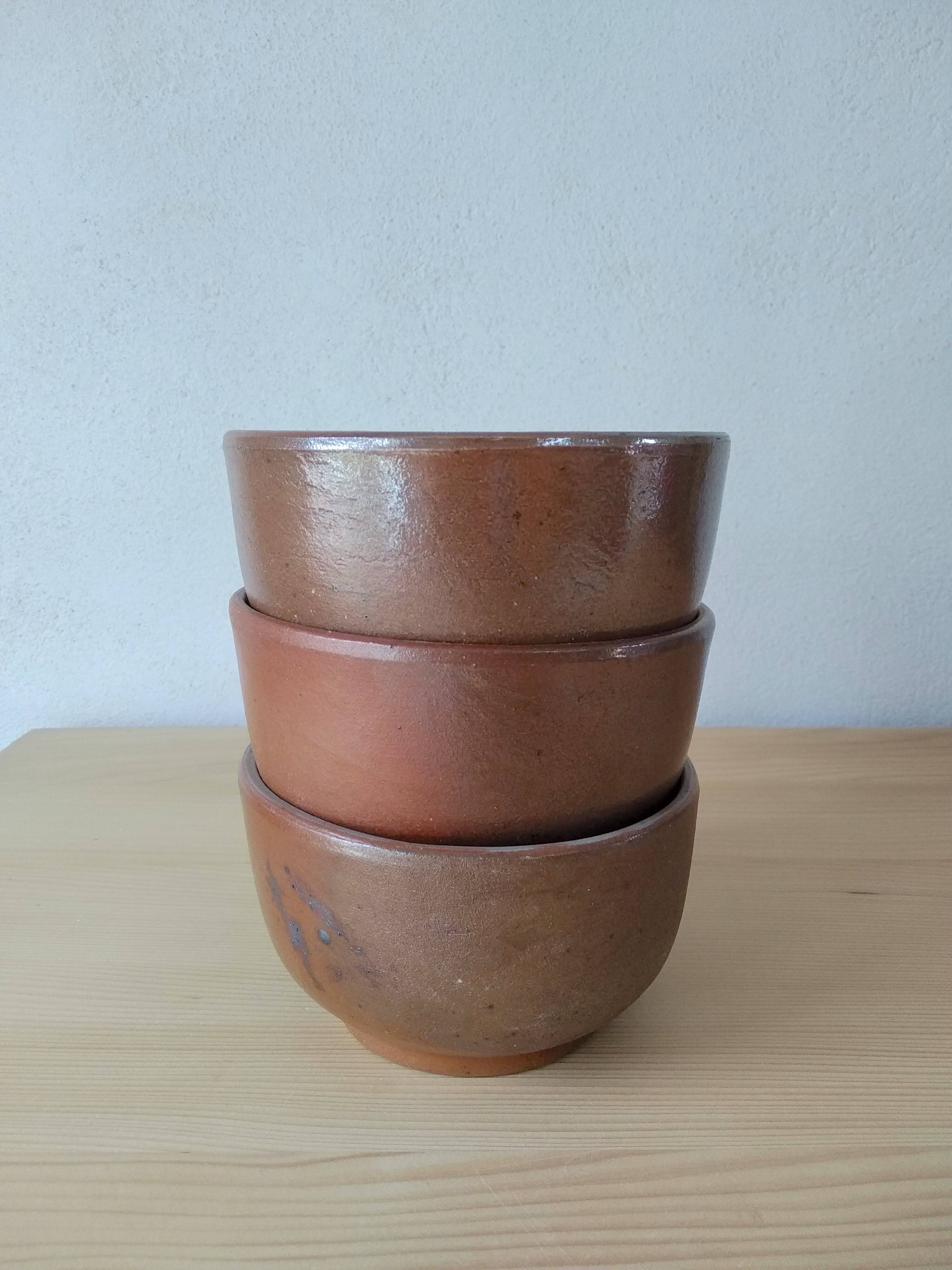 Set of 3 artisanal stoneware bowls