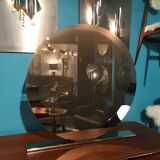 Great lamp mirror chromed steel base and Italian design glass end 1980
